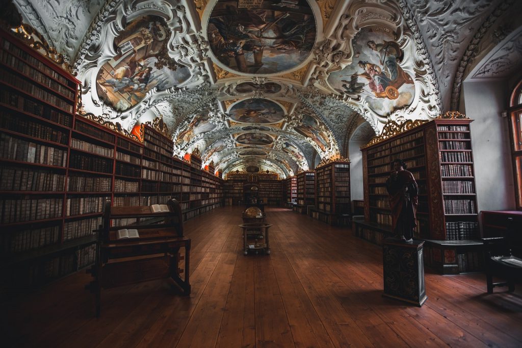 books, library, shelves